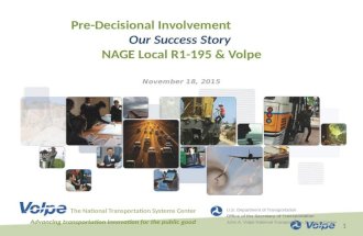 Pre-Decisional Involvement Our Success Story NAGE Local R1-195 & Volpe The National Transportation Systems Center Advancing transportation innovation for.