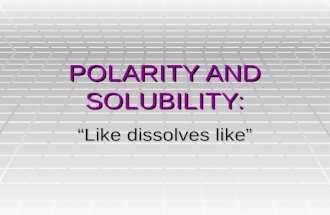 POLARITY AND SOLUBILITY: “Like dissolves like”. Review of shapes: What are the five basic shapes?  Linear  Trigonal Planar  Tetrahedral  Trigonal.