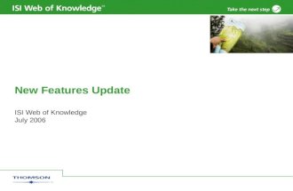 New Features Update ISI Web of Knowledge July 2006.