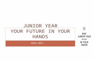 2016-2017 JUNIOR YEAR YOUR FUTURE IN YOUR HANDS. KNOWLEDGE & SKILLS NEEDED IN THE WORKPLACE Education and training beyond high school Ability to use knowledge.