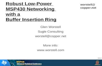 Slide 1 worstell@ copper.net Robust Low-Power MSP430 Networking with a Buffer Insertion Ring Glen Worstell Sugle Consulting worstell@copper.net More info: