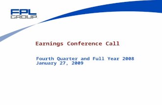 Earnings Conference Call Fourth Quarter and Full Year 2008 January 27, 2009.