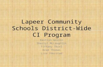 Lapeer Community Schools District-Wide CI Program Kaitlyn Goslin Sherryl McLaughlin Tiffany Thiel Brad Thomas Lisa Yderstad.
