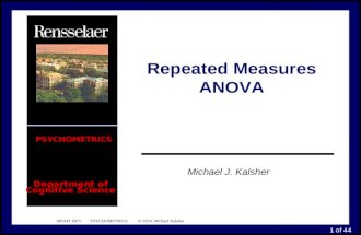 1 of 44 Department of Cognitive Science PSYCHOMETRICS Repeated Measures ANOVA Michael J. Kalsher MGMT 6971 PSYCHOMETRICS © 2014, Michael Kalsher.