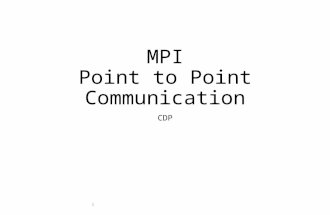 MPI Point to Point Communication CDP 1. Message Passing Definitions Application buffer Holds the data for send or receive Handled by the user System buffer.
