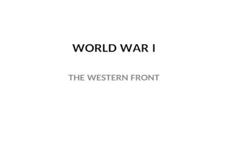 WORLD WAR I THE WESTERN FRONT. Dominated by trench warfare – Stalemate after the First Battle of the Marne leas to bloody, costly fighting No significant.
