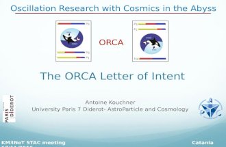 The ORCA Letter of Intent Oscillation Research with Cosmics in the Abyss ORCA Antoine Kouchner University Paris 7 Diderot- AstroParticle and Cosmology.