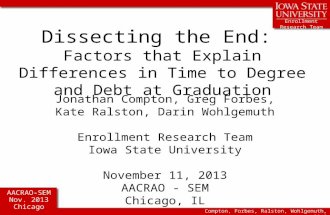 Enrollment Research Team AACRAO-SEM Nov. 2013 Chicago Compton, Forbes, Ralston, Wohlgemuth, 2013 Dissecting the End: Factors that Explain Differences in.