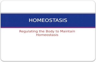 Regulating the Body to Maintain Homeostasis HOMEOSTASIS.