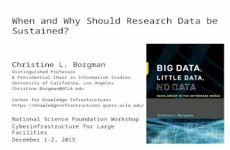 When and Why Should Research Data be Sustained? National Science Foundation Workshop Cyberinfrastructure for Large Facilities December 1-2, 2015 Christine.