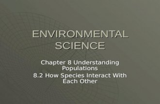 ENVIRONMENTAL SCIENCE Chapter 8 Understanding Populations 8.2 How Species Interact With Each Other.