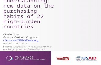 October 31, 2014 Satellite Symposium: The pediatric TB drug market: progress and future direction Market understanding: new data on the purchasing habits.