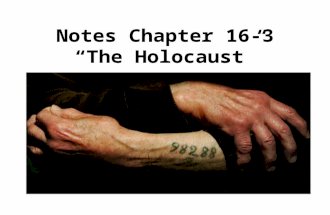 Notes Chapter 16-3 “The Holocaust”. The Holocaust Begins: * November 1938 a Jew shoots a German Gov’t official * riots begin which destroy and loot Jewish.