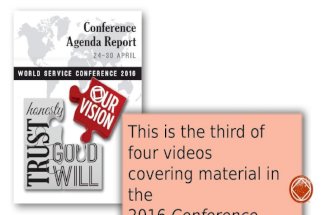 This is the third of four videos covering material in the 2016 Conference Agenda Report ®