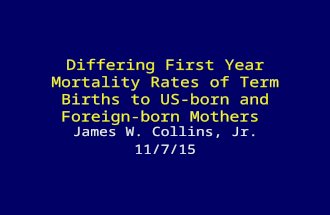 Differing First Year Mortality Rates of Term Births to US-born and Foreign- born Mothers James W. Collins, Jr. 11/7/15.