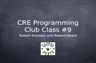 CRE Programming Club Class #9 Robert Eckstein and Robert Heard.