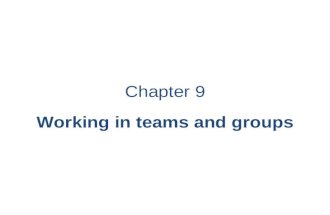 Chapter 9 Working in teams and groups. Relevance of team working in the 21st century 21st century has seen increasing emphasis on teamwork, because companies.