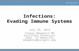 Infections: Evading Immune Systems July 29, 2014 Tanaya Bhowmick MD Assistant Professor Dept. of Medicine bhowmita@rutgers.edu Developed as part of the.