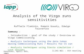 Analysis of the Virgo runs sensitivities Raffaele Flaminio, Romain Gouaty, Edwige Tournefier Summary : - Introduction : goal of the study / Overview on.