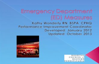 To identify the Emergency Department efficiency measures for Inpatient admissions.  To demonstrate an understanding of the process of determining median.