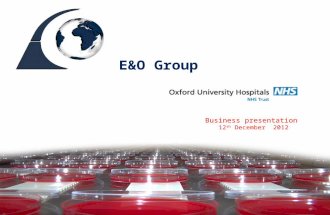 E&O Group Business presentation 12 th December 2012.