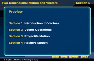 Two-Dimensional Motion and VectorsSection 1 © Houghton Mifflin Harcourt Publishing Company Preview Section 1 Introduction to VectorsIntroduction to Vectors.