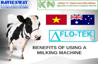 BENEFITS OF USING A MILKING MACHINE. More Natural Milking machines use vacuum to “suck” the milk from the cow, the same as a calf. =
