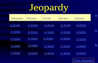 Jeopardy AllusionsThemesVocabReview Quotes Q $100 Q $200 Q $300 Q $400 Q $500 Q $100 Q $200 Q $300 Q $400 Q $500 Final Jeopardy.