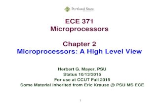1 ECE 371 Microprocessors Chapter 2 Microprocessors: A High Level View Herbert G. Mayer, PSU Status 10/13/2015 For use at CCUT Fall 2015 Some Material.