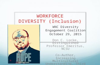 WORKFORCE DIVERSITY (Inclusion) WNC Diversity Engagement Coalition October 29, 2015 Don C. Locke, Distinguished Professor Emeritus, NCSU Co-Author, Increasing.