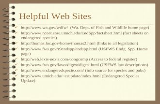 Helpful Web Sites 4  (Wa. Dept. of Fish and Wildlife home page) 4  (fact sheets.