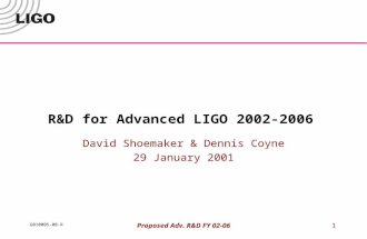 G010005-00-R Proposed Adv. R&D FY 02-061 R&D for Advanced LIGO 2002-2006 David Shoemaker & Dennis Coyne 29 January 2001.