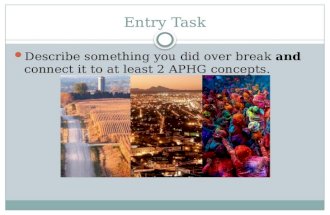 Entry Task Describe something you did over break and connect it to at least 2 APHG concepts.
