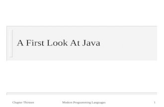 Chapter ThirteenModern Programming Languages1 A First Look At Java.