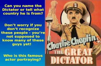 Can you name the Dictator or tell what country he is from? Don’t worry if you don’t recognize these people - you’re not supposed to know many of these.