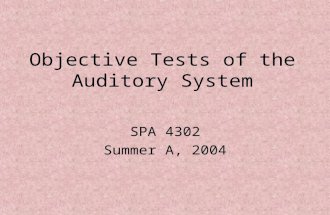 Objective Tests of the Auditory System SPA 4302 Summer A, 2004.