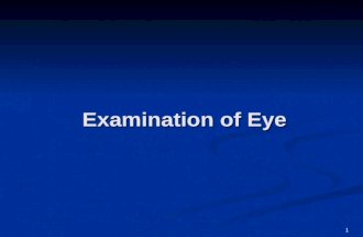 Examination of Eye 1. Examination of Anterior Segment Examination of Posterior Segment 2.