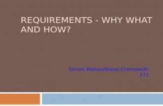 REQUIREMENTS - WHY WHAT AND HOW? Sriram Mohan/Steve Chenoweth 371.