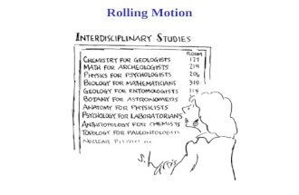 Rolling Motion. Without friction, there would be no rolling motion. Assume: Rolling motion with no slipping  Can use static friction Rolling (of a wheel)