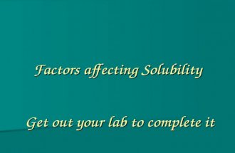 Factors affecting Solubility Get out your lab to complete it.