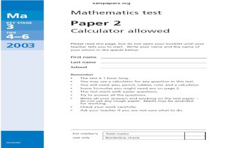 2003 KS3 Maths - Paper 2 - Level 4-6