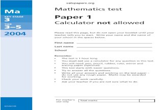 2004 KS3 Maths - Paper 1 - Level 3-5