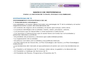 Marco de Referencia Para La Gestion de TI en El Estado Colombiano