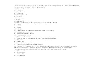PPSC Paper of Subject Specialist 2014 English
