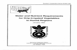 Water and Nutrient Requirements for Drip-irrigated Vegetables