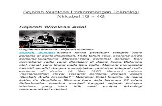 Sejarah Wireless Perkembangan Teknologi Nirkabel 1G 4G