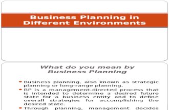 Business Planning in Different Environments