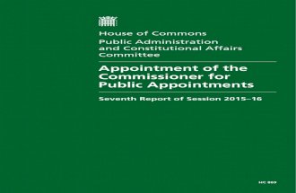 Appointment of the Commissioner for Public Appointments - PACAC report