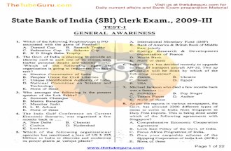 State bank of India(SBI) clerkExam, 2009-III