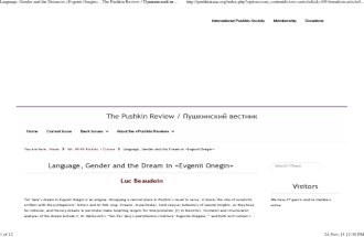 Language, Gender and the Dream in «Evgenii Onegin» - The Pushkin Review